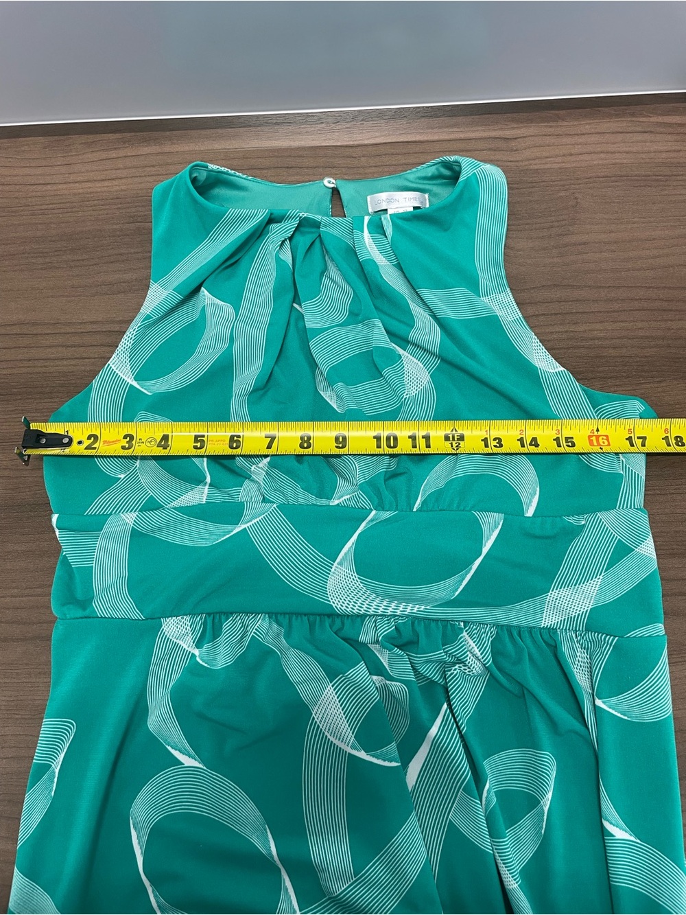 London Times Green & White Geometric Print Maxi Dress size 12 - Picture 10 of 10